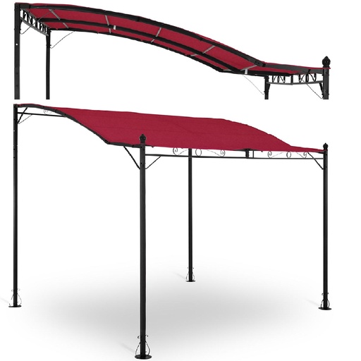 Garden canopy free-standing gazebo 2.6 x 3 x 2.5 m red