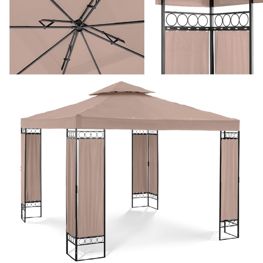Garden pavilion gazebo tent folding canopy 3 x 3 x 2.6 m beige