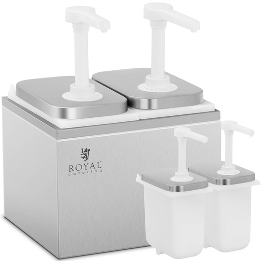 Double sauce dispenser with stainless steel pump 2 x 2 l