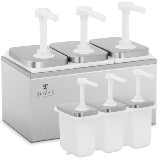 Dispenser triple sauce dispenser with stainless steel pump 3 x 2 l