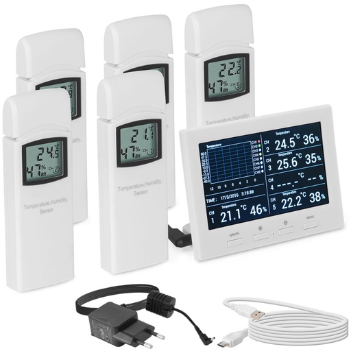 Wireless weather station 5 sensors microSD USB