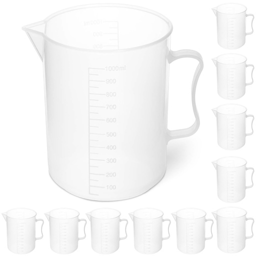 Laboratory plastic beaker with scale 1000 ml - 10 pcs.