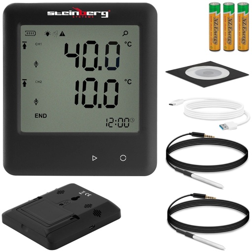 Temperature logger thermometer range -40 to 125C Micro USB LCD IP54