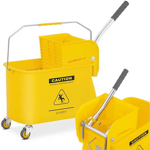 Cleaning cart with mop wringer container with partition 20 l