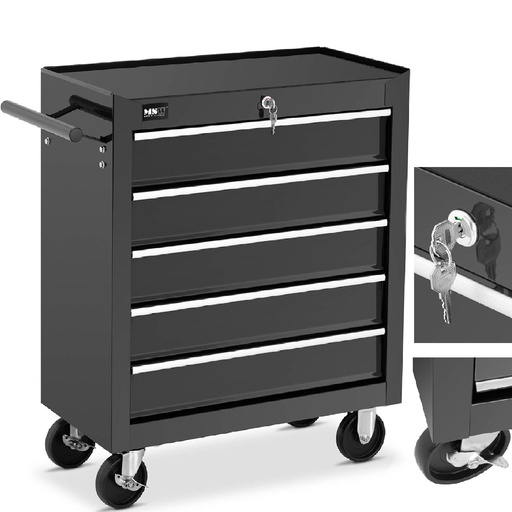 Workshop cart mobile tool cabinet with handle 5 drawers