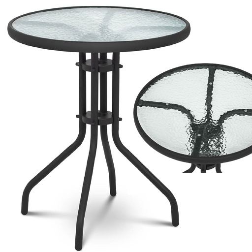 Balcony garden coffee table glass round 60 cm diameter.