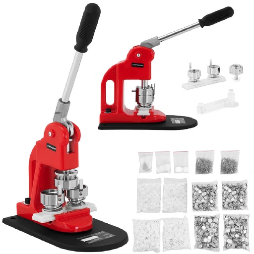 Button pin machine set of 2000 pins 25/32 mm diameter red
