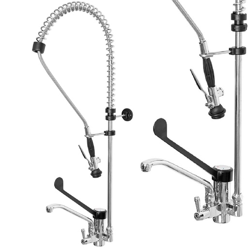 Kitchen faucet with spout and shower shower for washing dishes 100 cm long.