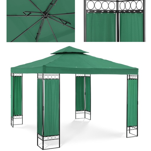 Garden pavilion gazebo folding tent 3 x 3 x 2.6 m green