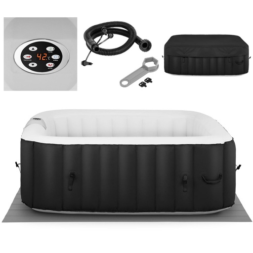 Garden inflatable Jacuzzi with massage 4 person 42C 600 l black and white
