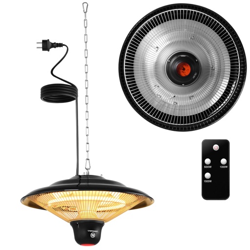 Infrared pendant patio heater lamp 1500 watts.
