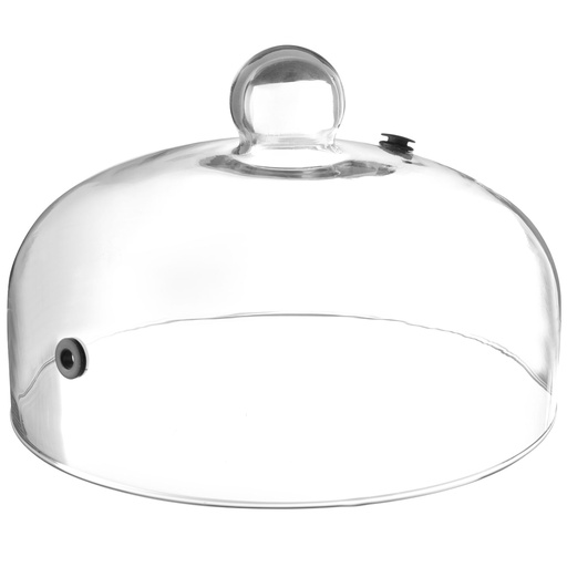 Wide glass dome for smoking food on a plate with a hole diameter 260 mm - Hendi 199664