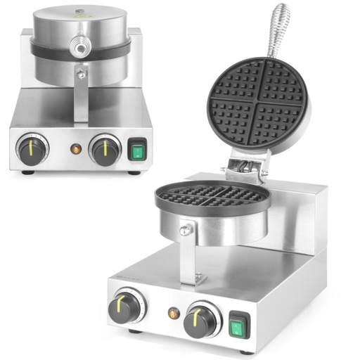 Single round waffle iron for Belgian waffles TEFLON 190 mm dia - Hendi 212172