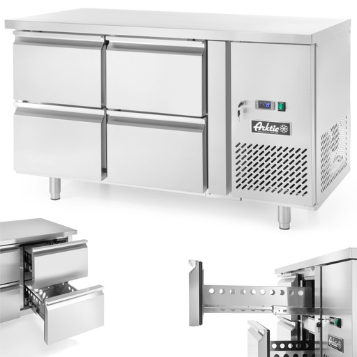 Refrigerated table with 4 drawers and side unit stainless steel Profi Line 280 l - Hendi 233764