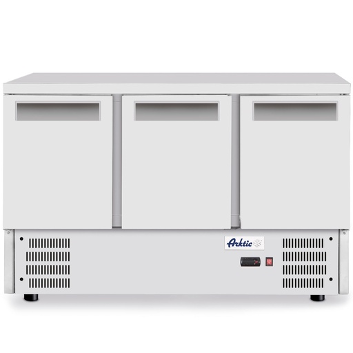 Refrigerated 3-door table with worktop and bottom unit stainless 368 l - Hendi 236147