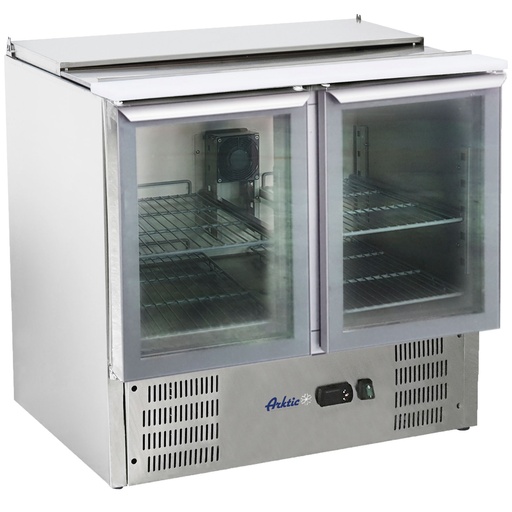 Refrigerated salad table 2-door glazed with lid for 2x GN1/1 3x GN1/6 247 l - Hendi 236246