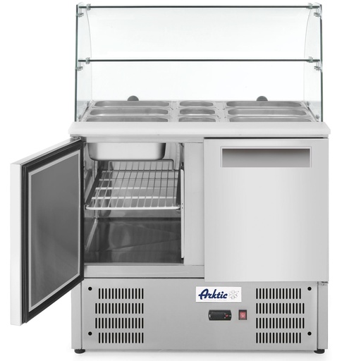 Refrigerated 2-door salad table with glass extension for 2x GN1/1 3x GN 1/6 247 l - Hendi 236185