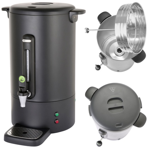 Coffee percolator brewer with non-drip faucet black Concept Line 13 l - Hendi 211489