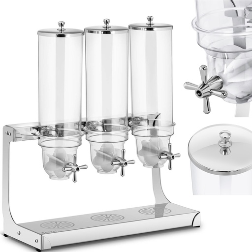 Candy rice cereal dispenser transparent triple 10.5 l