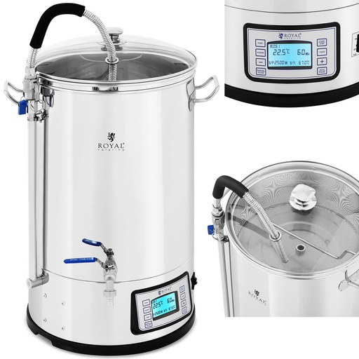 Beer brewing boiler with timer professional stainless steel LCD 2500 W 30 l
