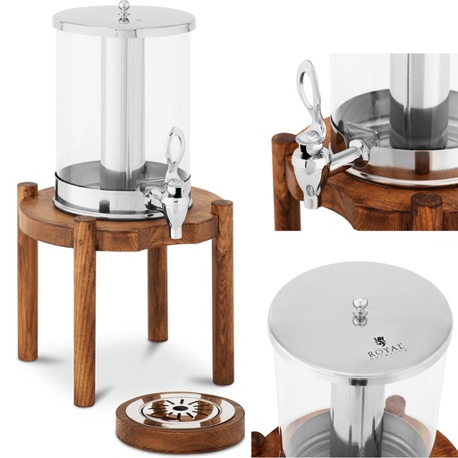 Juice drink dispenser with cooling system on wooden base 7 l