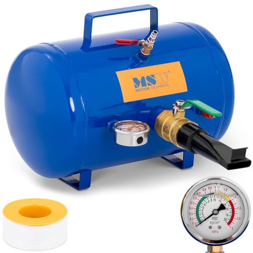 Inflator pressure tank for inflating tire wheels with 8 bar pressure gauge 19.5 l