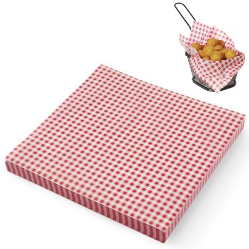 Parchment paper for snack fries print checker 500 pcs. 306x305 mm - Hendi 678176