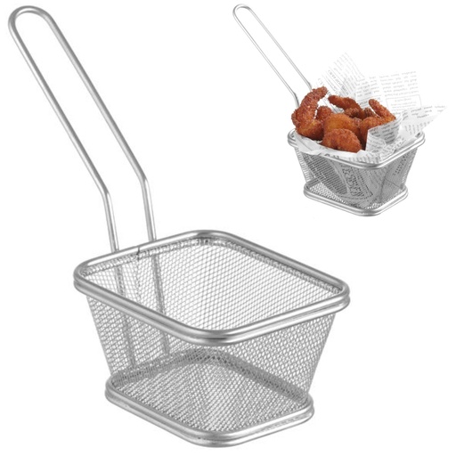 Miniature fried snack serving basket with handle 105x90x60 mm - Hendi 425664