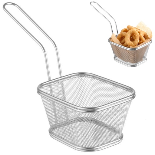 Miniature fried snack serving basket with handle 130x115x80 mm - Hendi 425688