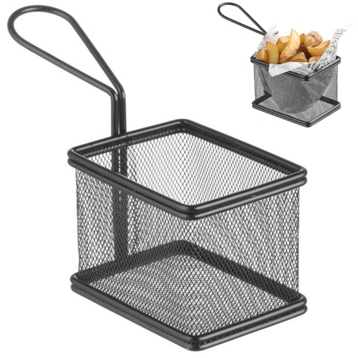 Miniature fried snack serving basket with handle 100x80x75 mm - Hendi 425619