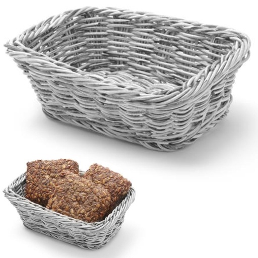 Rectangular polypropylene bread basket grey 190x130x60 mm - Hendi 426784
