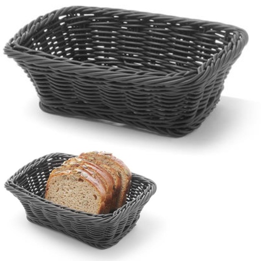 Rectangular polypropylene bread basket black 190x130x60 mm - Hendi 426791