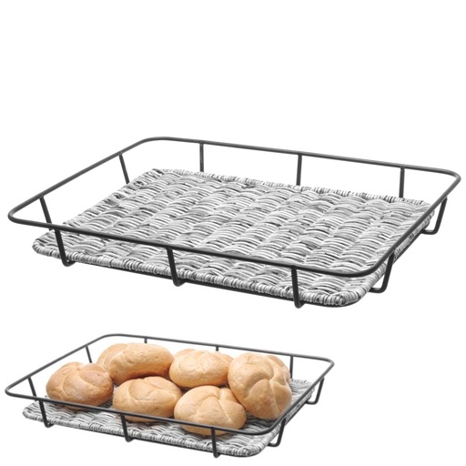 Bread tray basket with stainless steel frame melange grey 400x300x50 mm - Hendi 426524