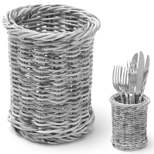 Basket for cutlery forks knives spoons round gray mélange diameter 100x120 mm - Hendi 426197