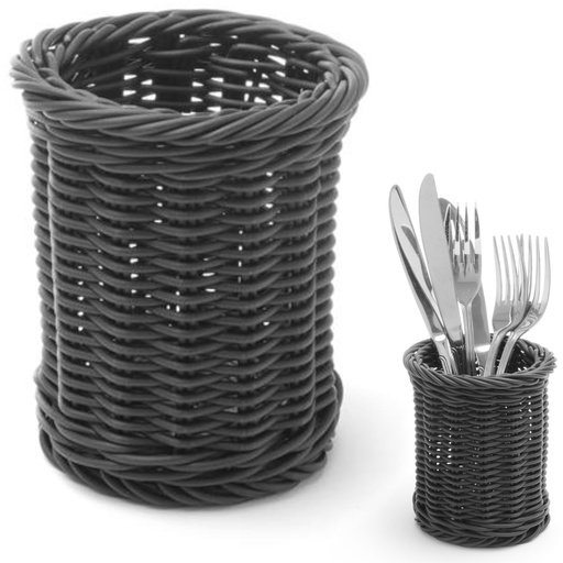 Basket for cutlery forks knives spoons round black diameter 100x120 mm - Hendi 426210