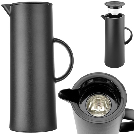 Vacuum jug thermos with push button and glass insert 1 l - Hendi 449615