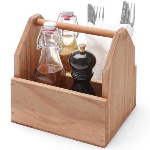Table spice container wooden cutlery organizer with handle - Hendi 664315