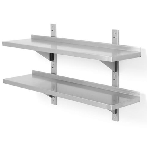 Dubults nerūsējošā tērauda 100x40 cm piekaramais plaukts ar divām konsolēm - Hendi 816592