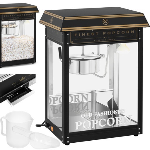 Retro TEFLON 1600 Watt 5-6 kg/h automatic popcorn roasting machine - black and gold