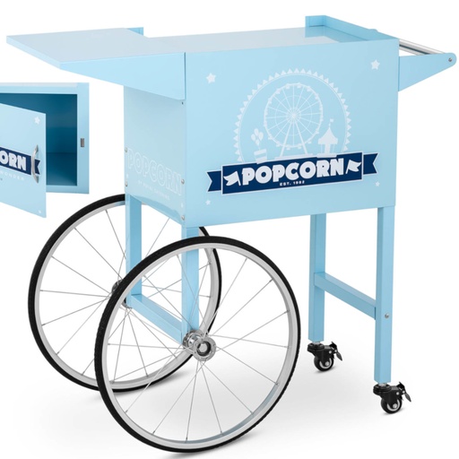 Popkorna aparāta pamatnes ratiņi ar retro korpusu 51 x 37 cm - zili