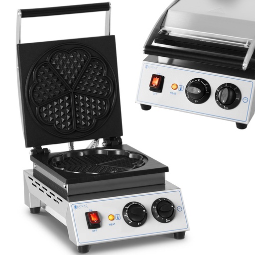 Heart waffle maker for Belgian waffles 23 cm dia TEFLON 1500 W.