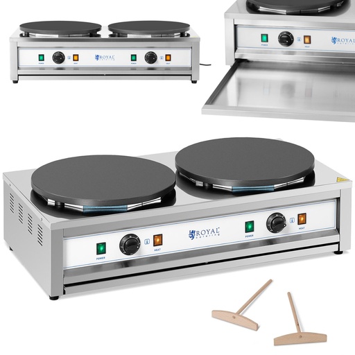 Electric double pancake machine with cast iron plates 2 x 40cm 2 x 3000W