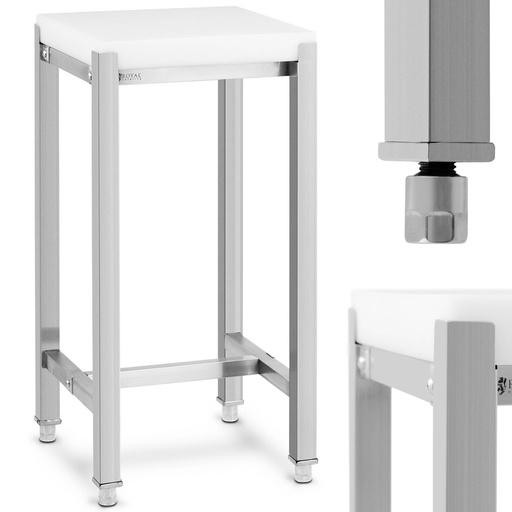 Cutting butcher block made of polyethylene on a steel base 40 x 40 x 80 cm