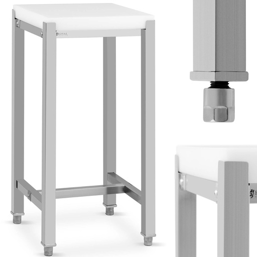 Cutting butcher block made of polyethylene on a steel base 40 x 40 x 88 cm