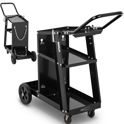 Welding workshop cart with space for gas cylinder 3 shelves handle up to 80 kg