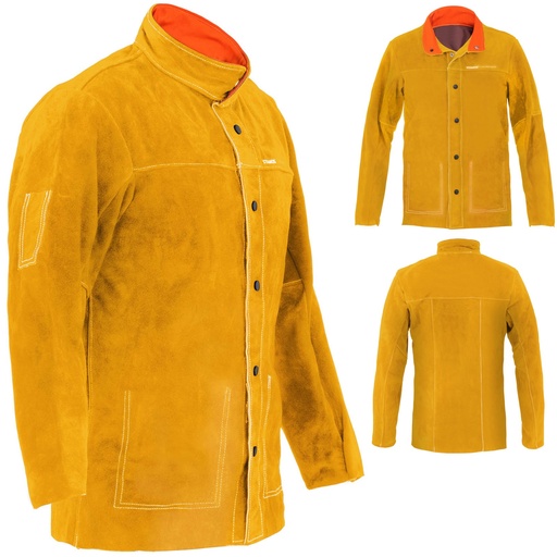 Protective cowhide leather welding jacket size L