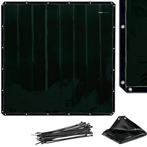 Protective welding curtain screen 175 x 175 cm - black
