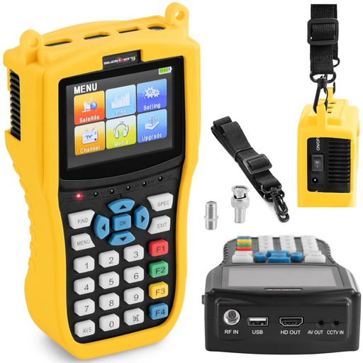 DVB-S2 DiSEqC 1.0-1.3 USALS CCTV satellite TV signal meter USB 2200mAh