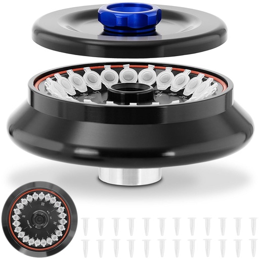 Angled rotor for laboratory centrifuge for 24 1.5/2 ml test tubes