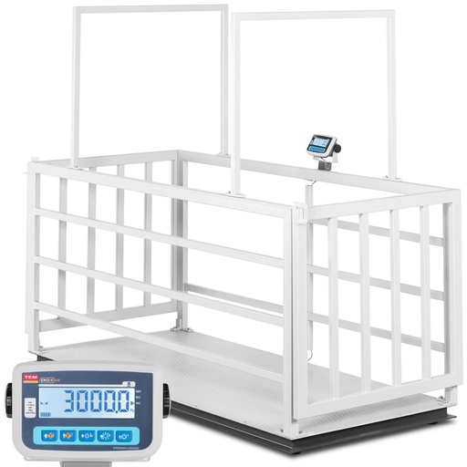 Veterinary platform livestock scale with animal cage 3000/1 kg 110x240 cm LCD